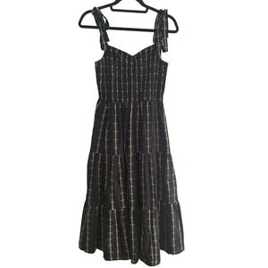 Madewell Lucie Tie Straps Tiered Midi Dress Cotton Smocked Pinup Picnic Whims